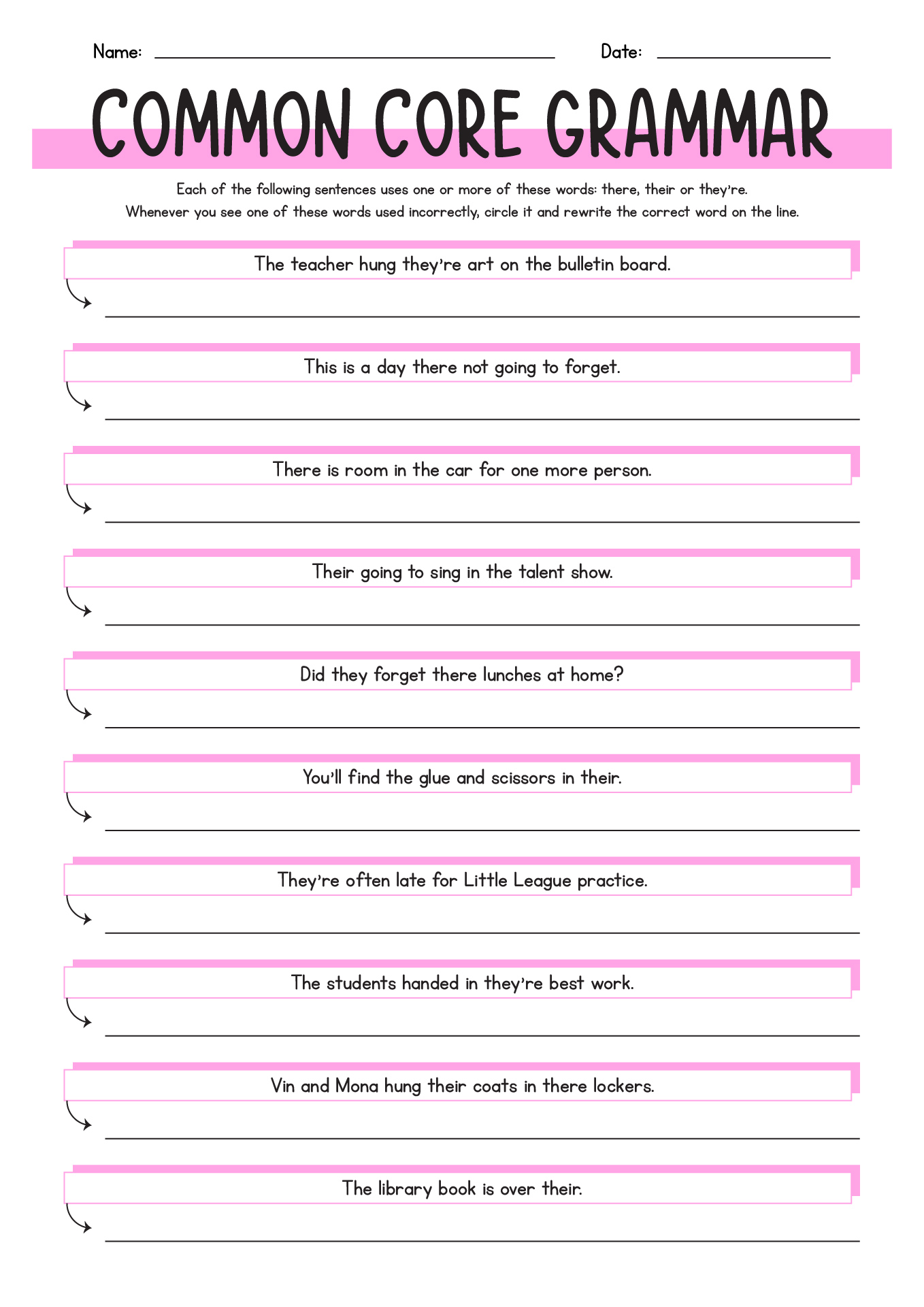 sentence writing practice worksheets