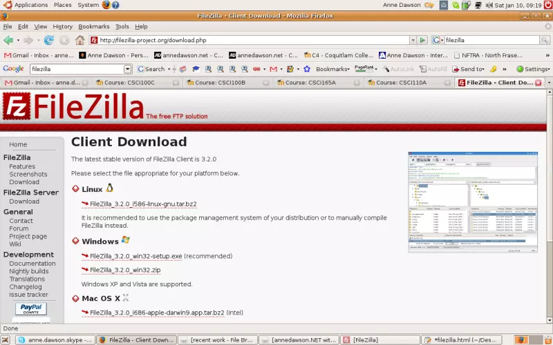 Installing Filezilla
