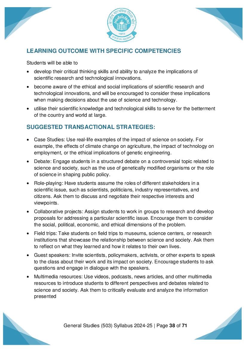 Cbse Class 12 2024 Syllabus
