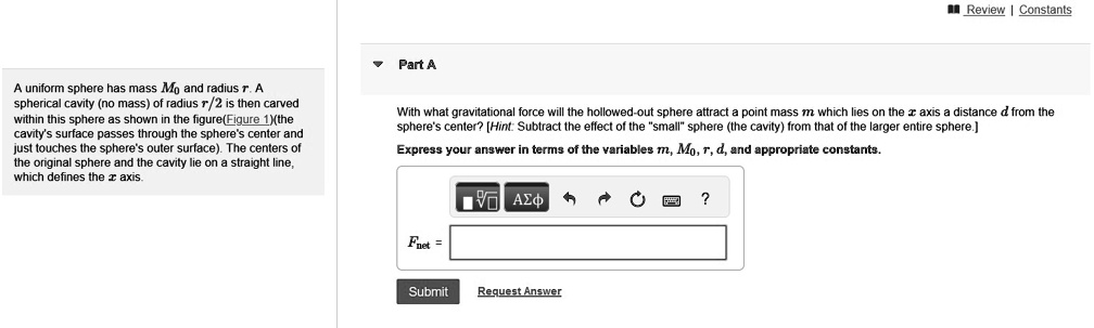 A Spherical Cavity Of Radius R Is Carved Out Of A Uniform Solid Sphere