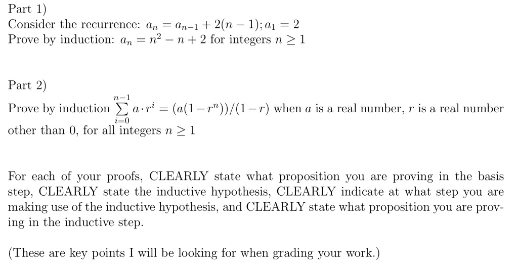 Solved 7 Prove By Induction 2 Induction Proofs That The Recurrence