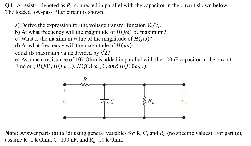 Solved Figure 4 A Resistor Denoted As R Is Connected In Parallel With