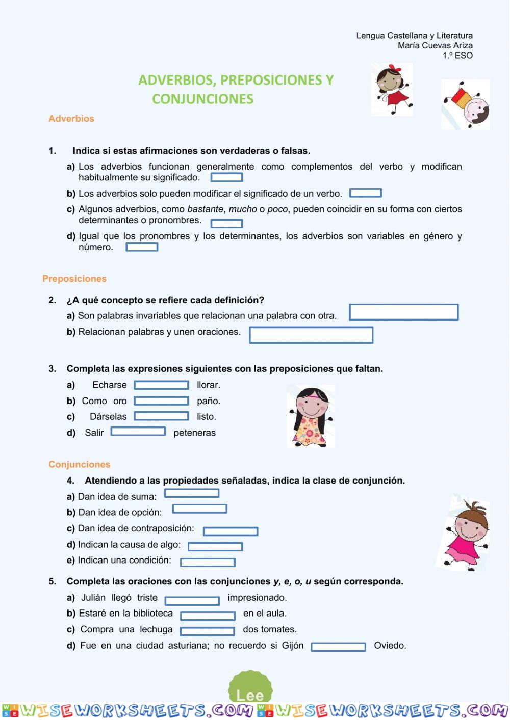 Adverbio Conjunciones Y Preposiciones Pdf Adverbio Preposici N Y