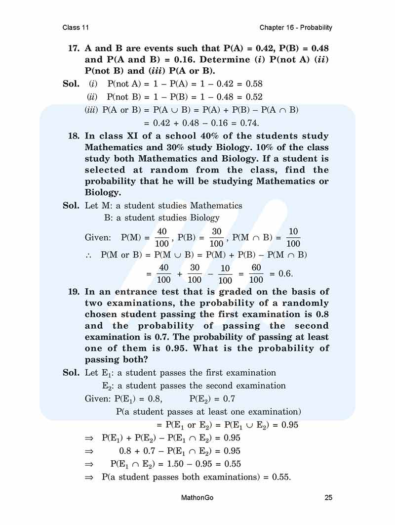 Ncert Solutions For Class 11 Maths Chapter 16 Probability Mathongo