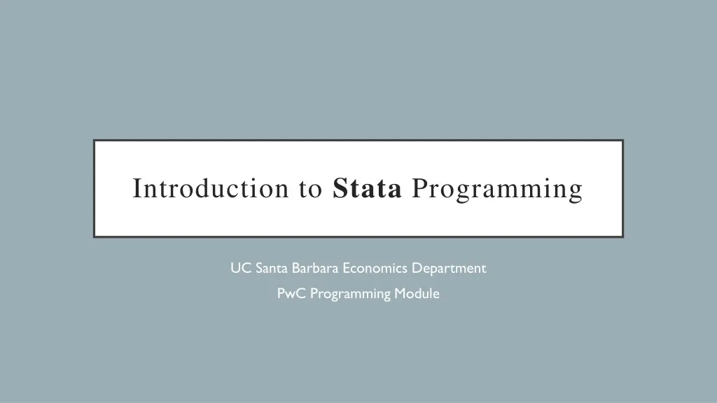 Stata For Beginners Data For Development