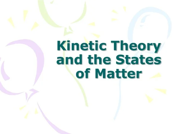 Kinetic Model Of Matter Ppt