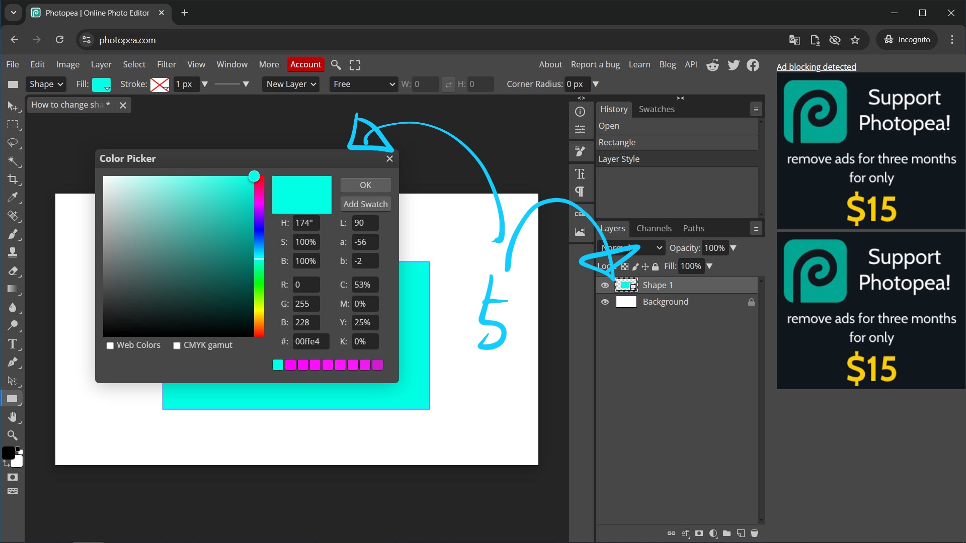 Photopea How To Add Shapes Youtube