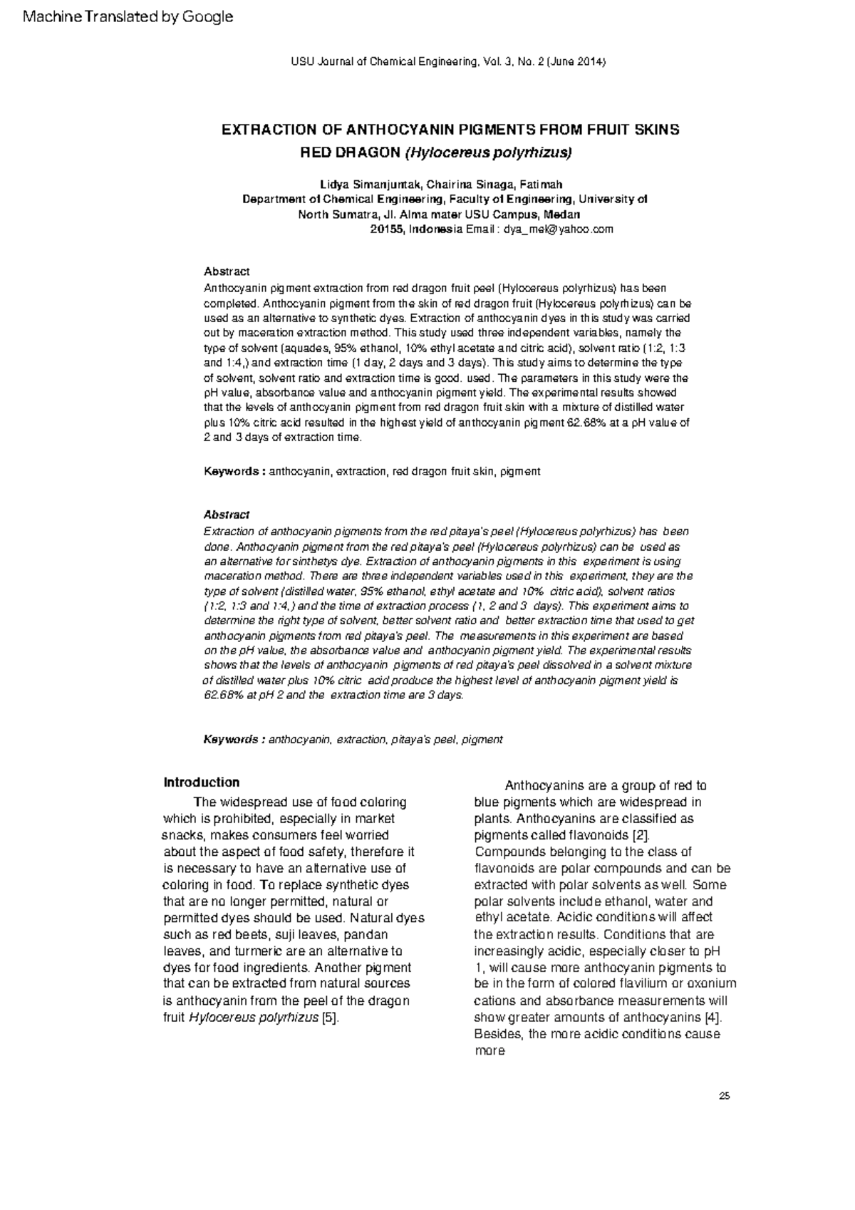 Extraction Of Anthocyanin Using Different Types Of Green Solvents The
