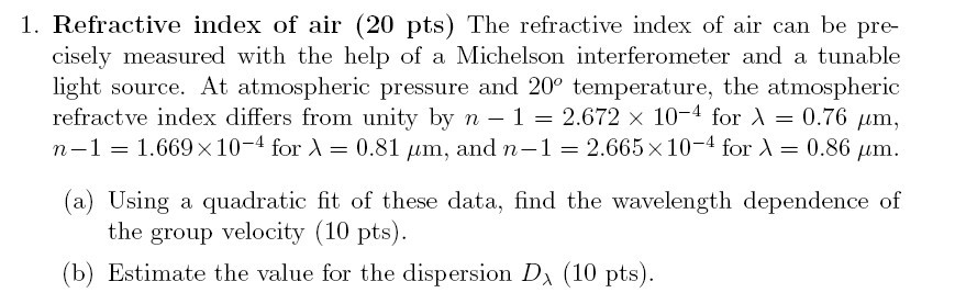 The Refractive Index Of Air Is