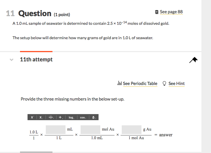 Solved 01 Question 1 Point A 1 0 Ml Sample Of Seawater Is Chegg Com