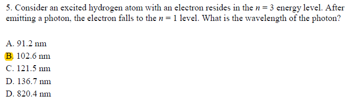 Solved Or 2 801 25 3 30 Points An Excited Hydrogen Atom Chegg Com