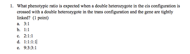 Solved What Is The Expected Phenotypic Ratio Of The Chegg Com