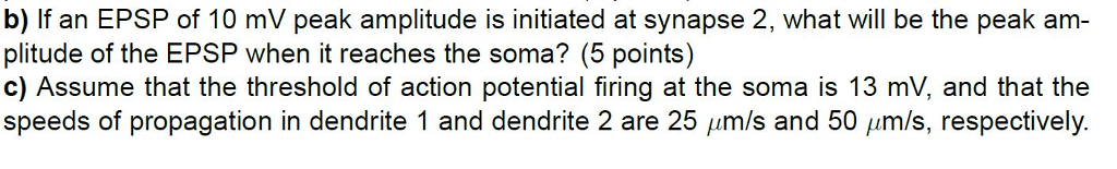 2 Dendritic Integration 15 Pnts Consider The Chegg Com