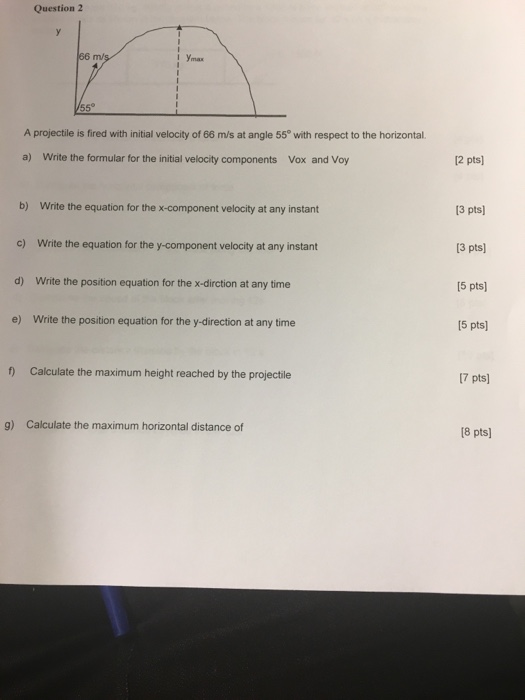 Solved A Projectile Is Fired With An Initial Velocity Of 28 Chegg Com