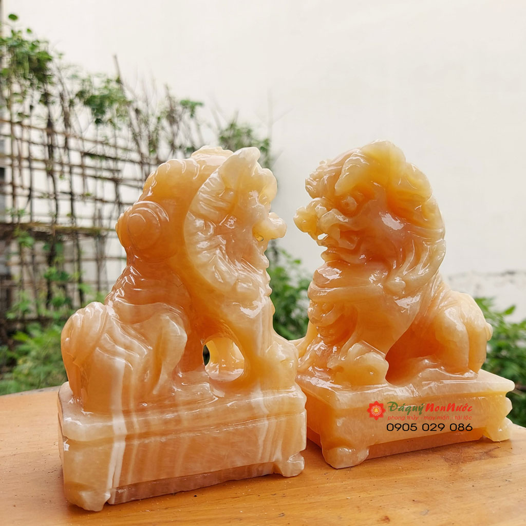 Cặp kỳ lân đá phong thuỷ - Đá quý NON NƯỚC 