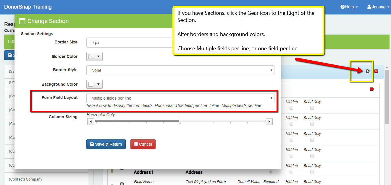 Responsive Forms 3 Form Builder Tab Donorsnap Support