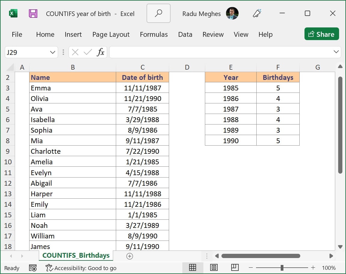 How To Count Dates Of Current Month In Excel Range