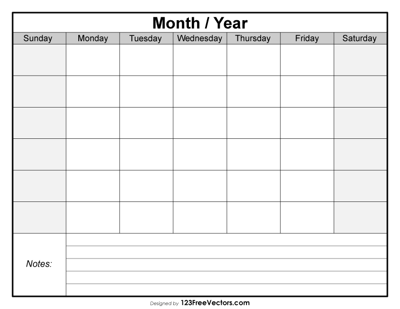 calendar template blank printable 