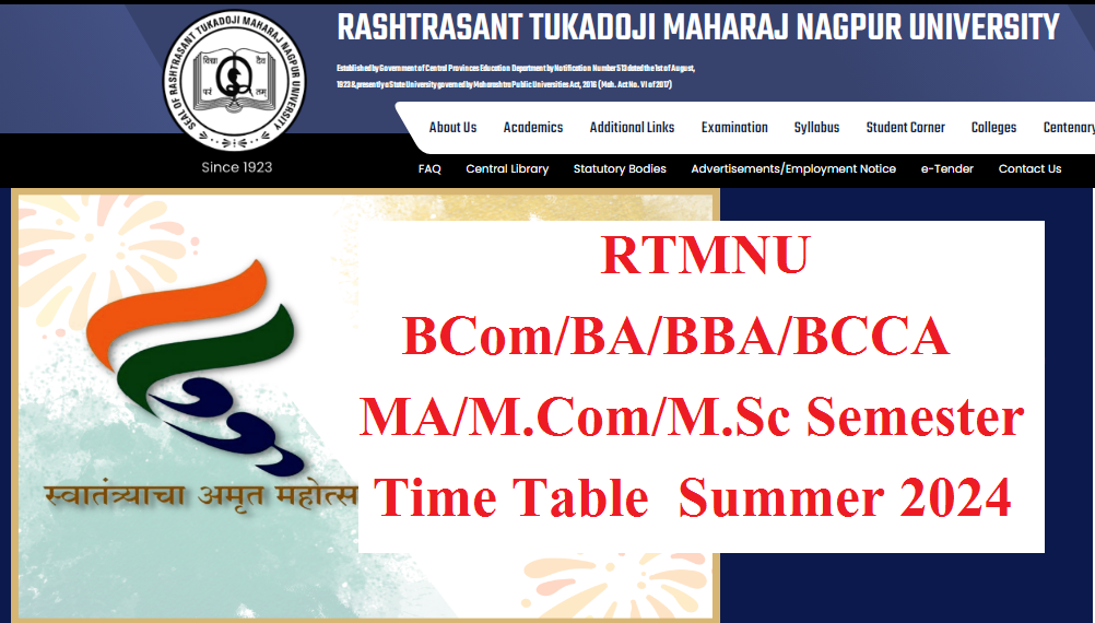 Rtmnu B Com 6th Sem Time Table Summer 2025
