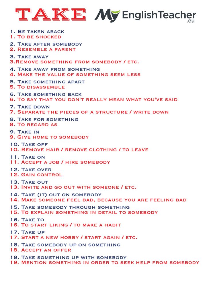 Phrasal Verbs With Take In English