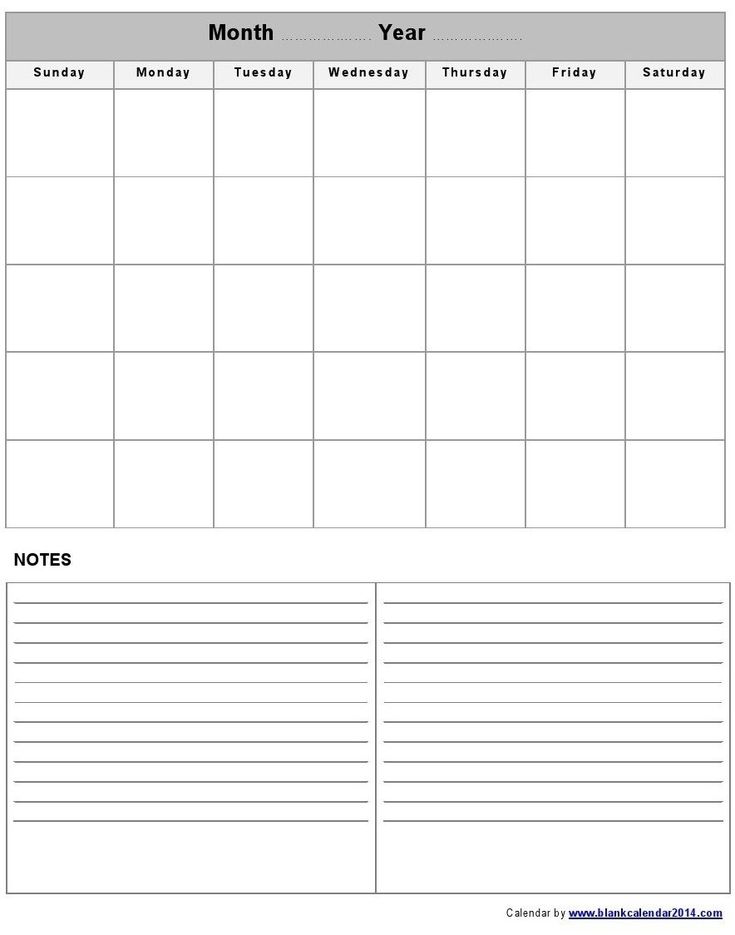 calendar template blank printable 