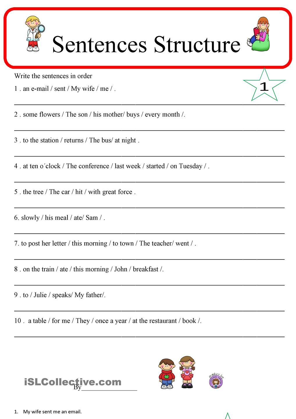 sentence writing practice worksheets