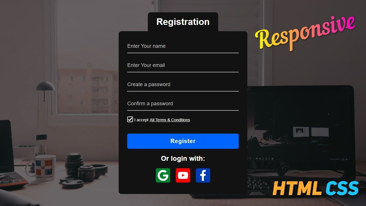 Responsive Registration From In Html And Css How To Make Registration