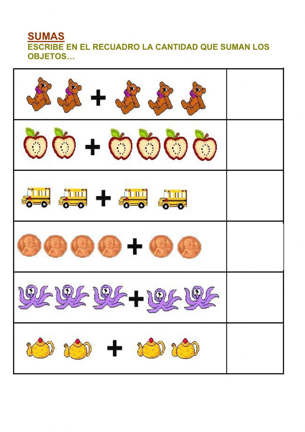 Sumas Sencillas Ficha Para Imprimir Topworksheets