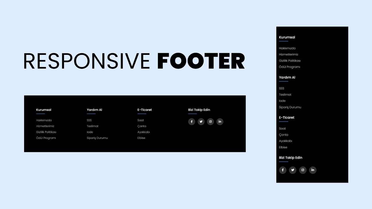 Responsive Footer With Html Css Free Source Code Youtube