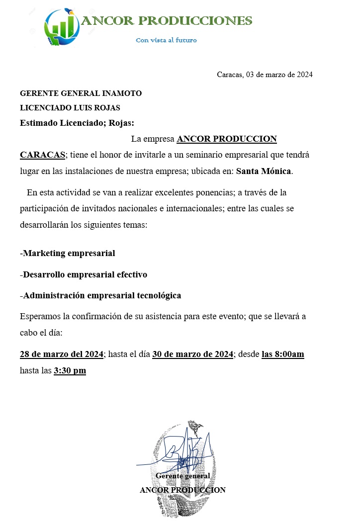 Carta Formal Para Una Invitacion