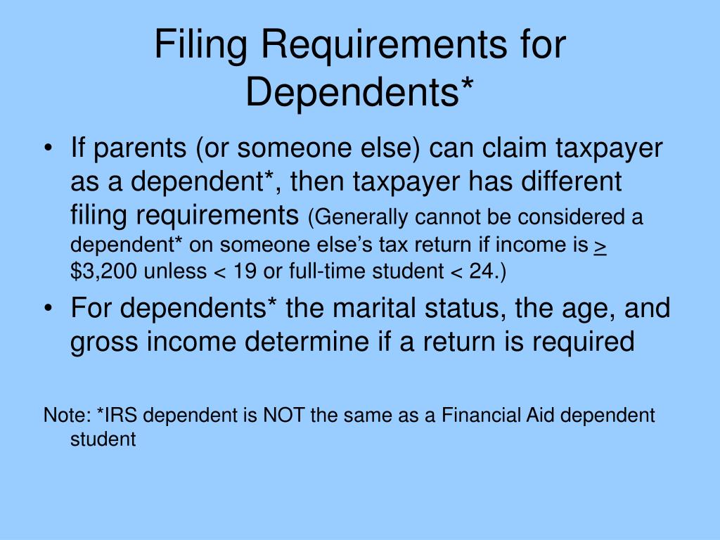 Are Dependents Required To File Tax Returns