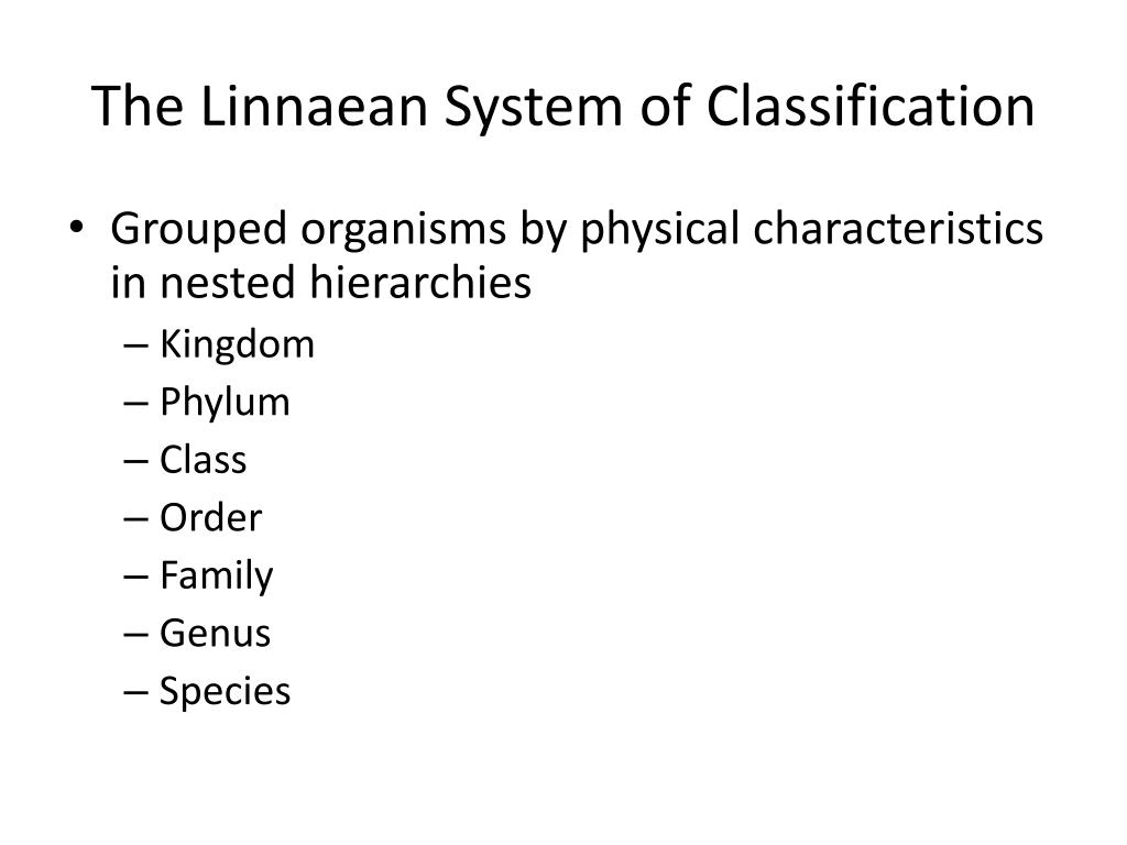 Solved In The Linnaean Classification System Each Species Chegg Com