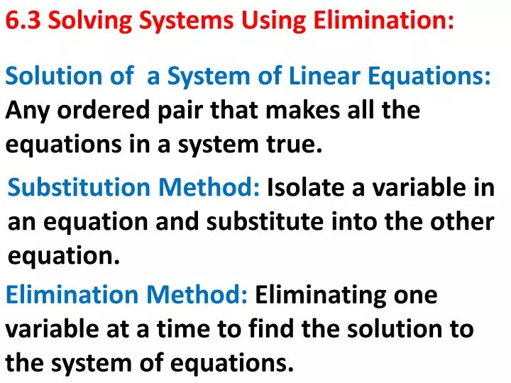 Solving Systems Of Equations By Elimination