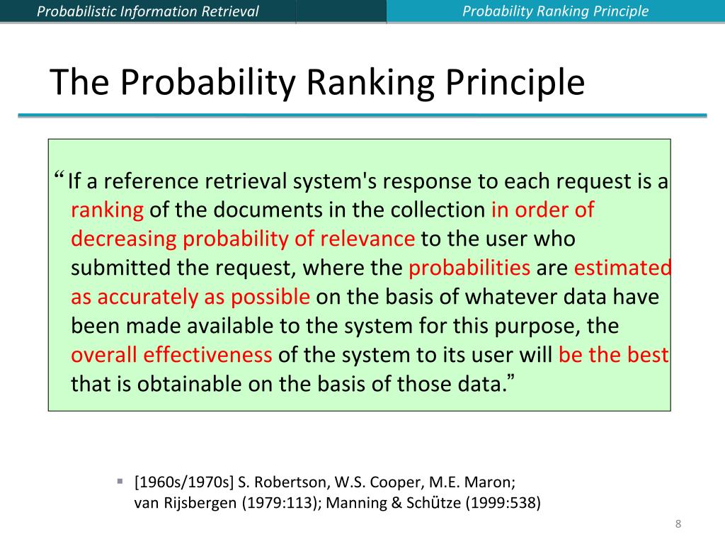 Probabilistic Information Retrieval
