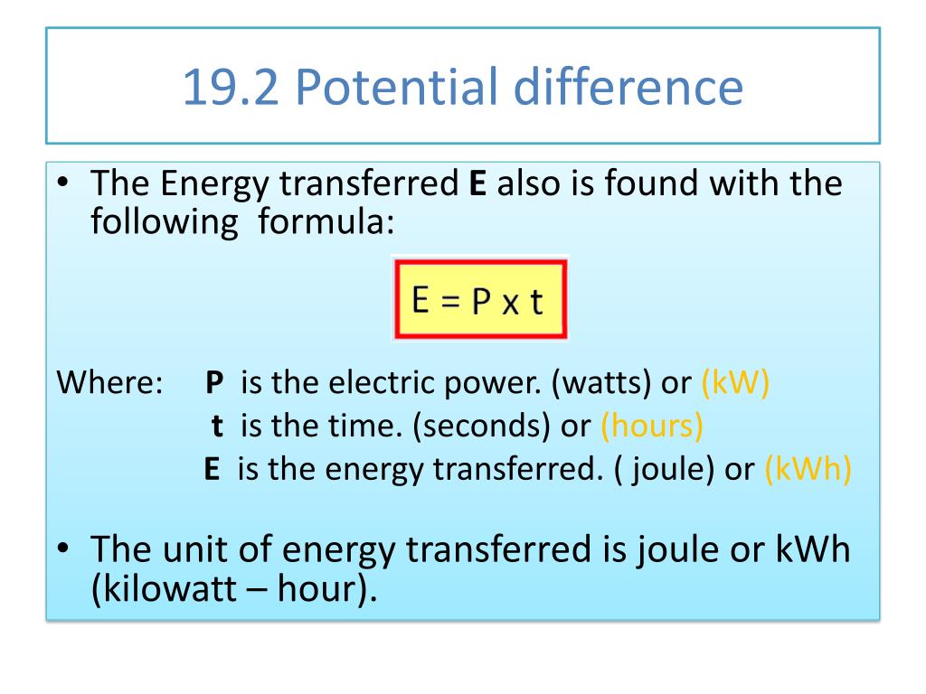 Potential Difference And Potential Energy