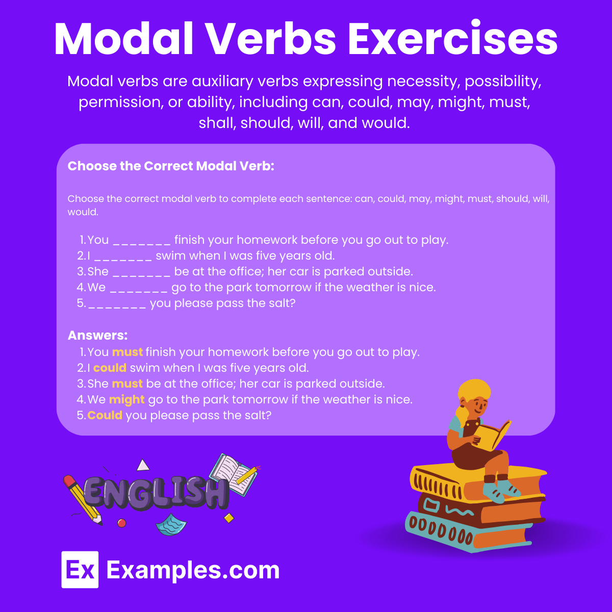 5º Ano Modal Verbs Exercises