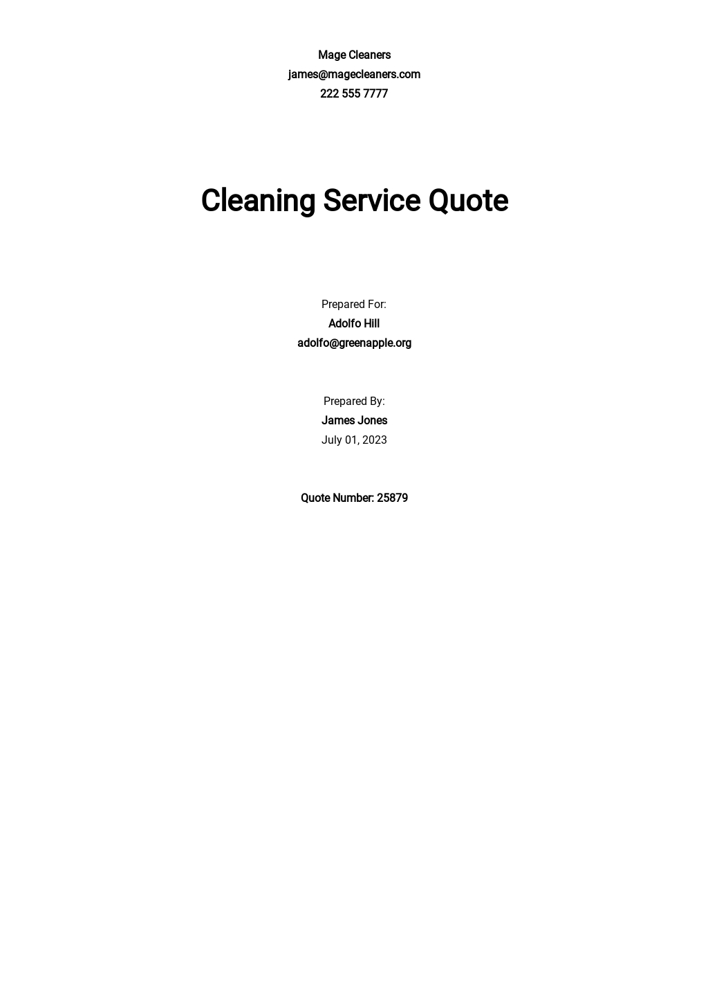 Free Google Sheets Quote Template