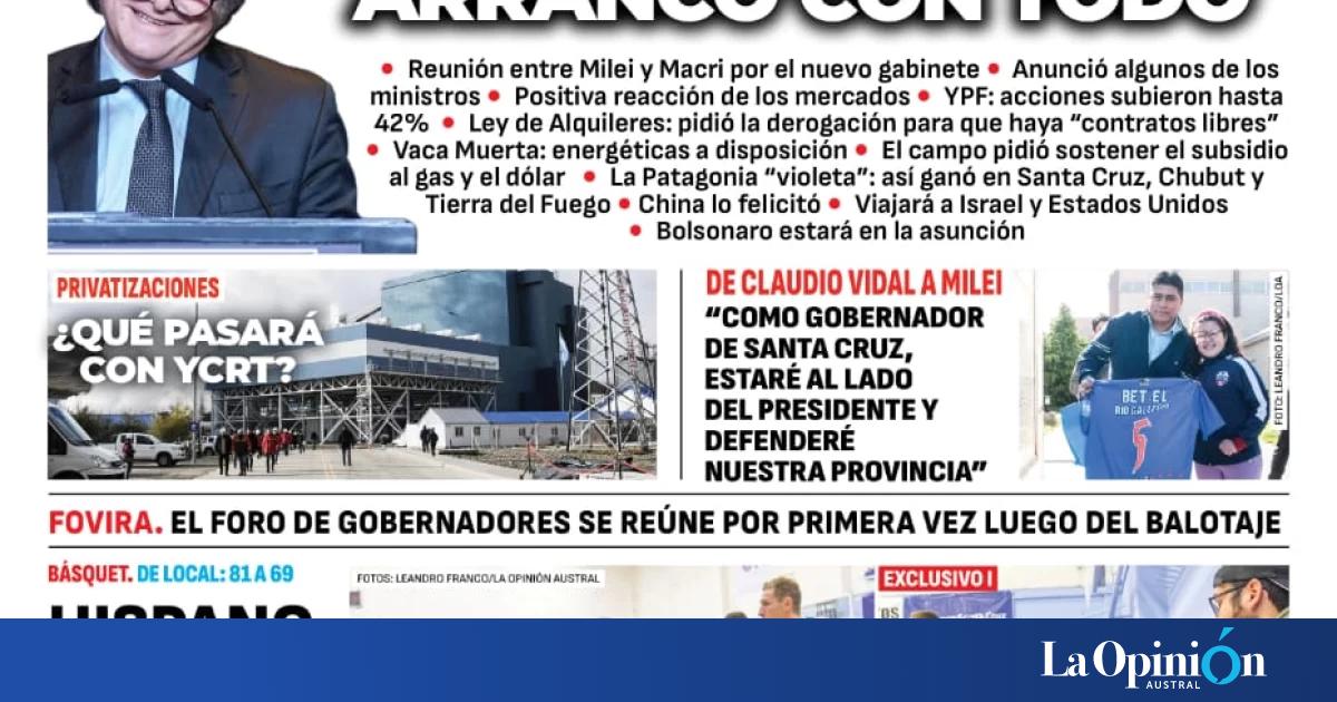 Diario La Opinion Austral Tapa Edicion Impresa Del Miercoles 11 De