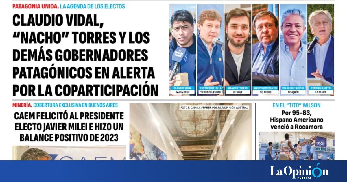 Diario De La Opinion Austral Tapa Edicion Especial Del Lunes 23 De
