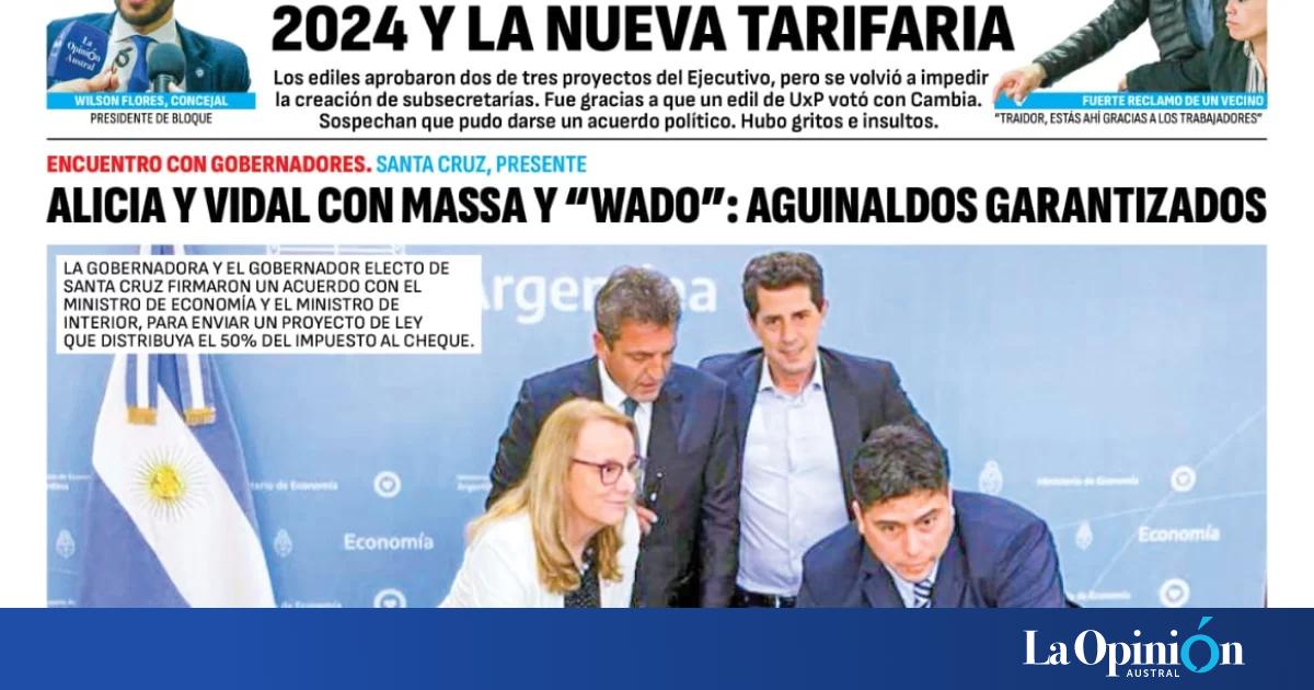 Diario La Opinion Austral Tapa Edicion Impresa Del Martes 19 De