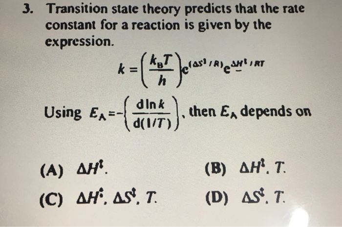 Solved Using Transition State Theory Setup The Chegg Com