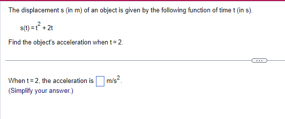 Solved What Is The Displacement Of The Object From T0 Chegg Com