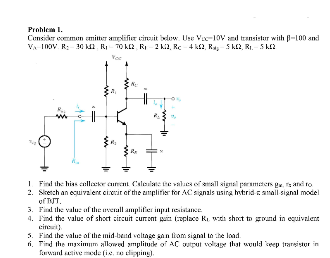 Solved A For The Common Emitter Amplifier Below Calculate Chegg Com