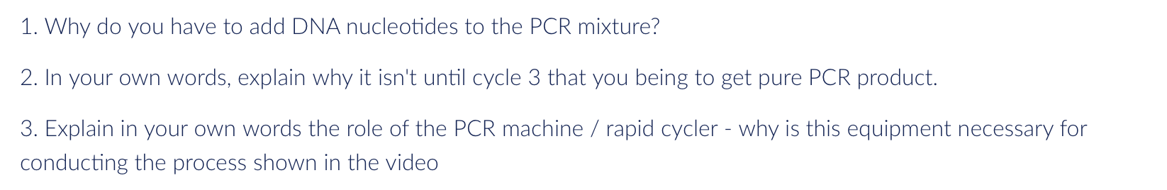 Solved 1 The Pcr Polymerase Chain Reaction Protocol That Chegg Com