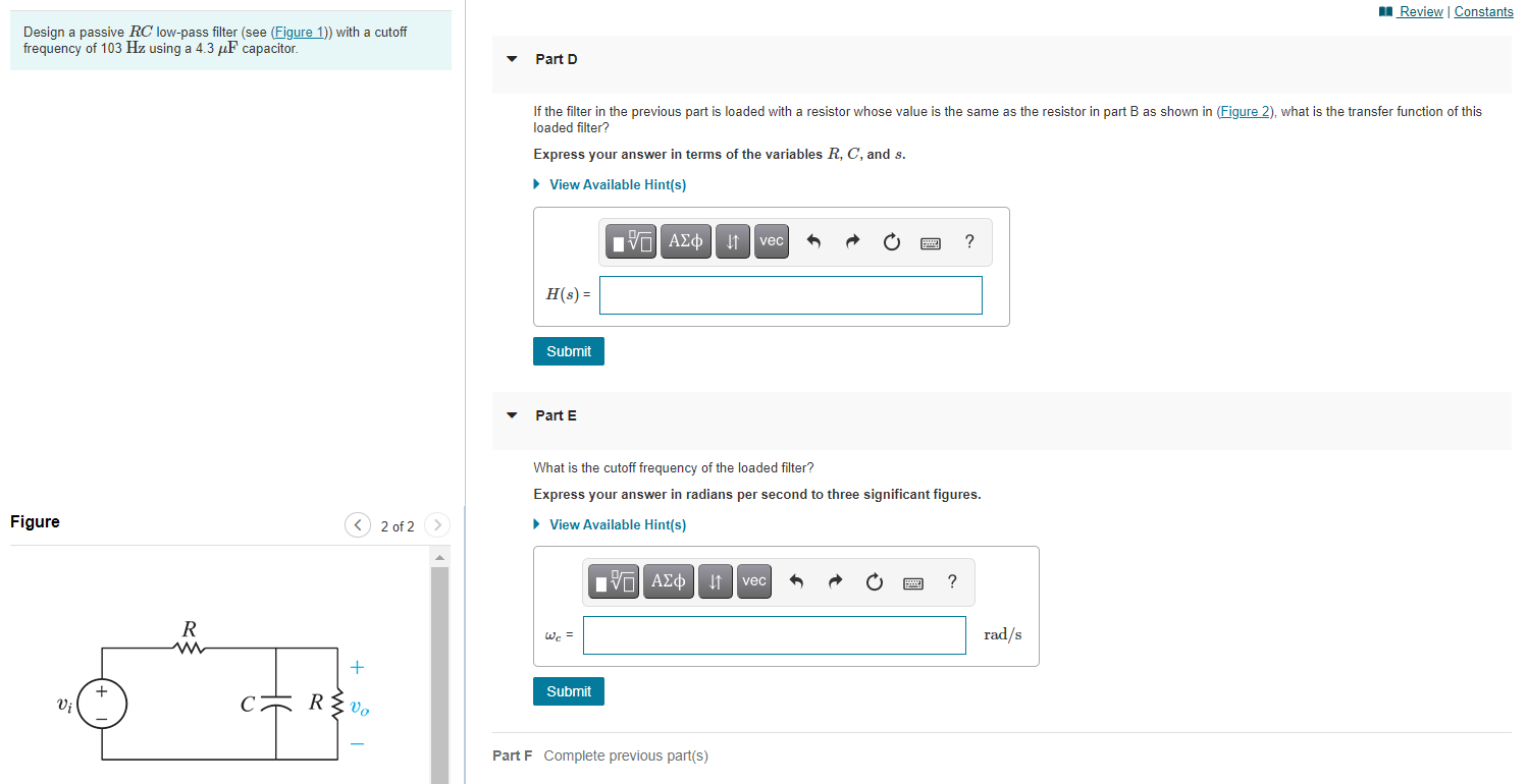 Solved Design A Passive Rc Low Pass Filter As Shown Below Chegg Com