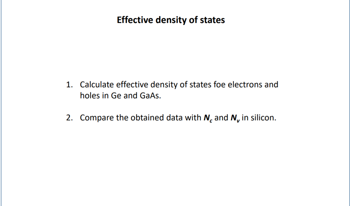 Solved Calculate The Density Of States Effective Masses For Electrons