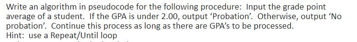Solved Write A Pseudocode Algorithm To Perform Each Of The Chegg Com
