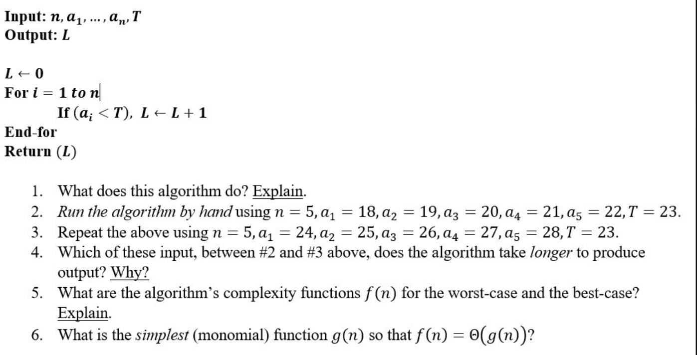 Solved Problem 1 Define An As The Time Algorithm A Runs On Chegg Com