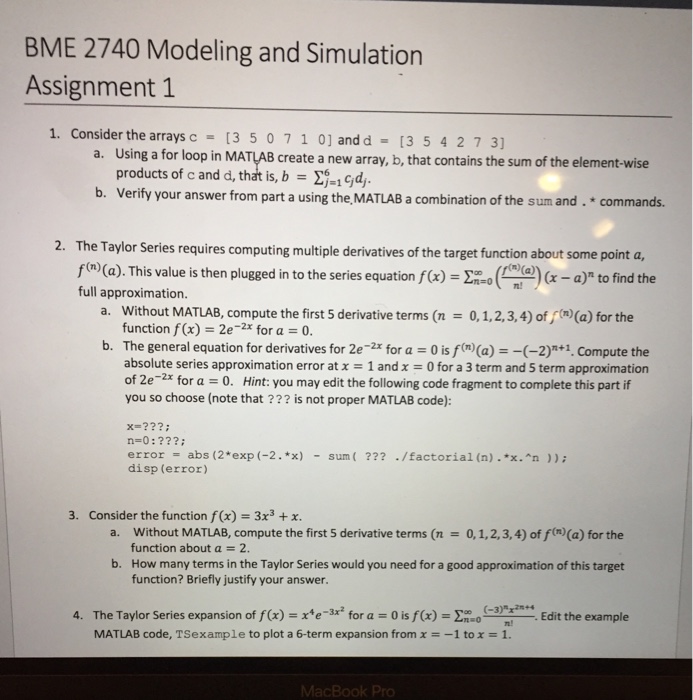 Solved Bme 2740 Modeling And Simulation Assignment 2 Chegg Com