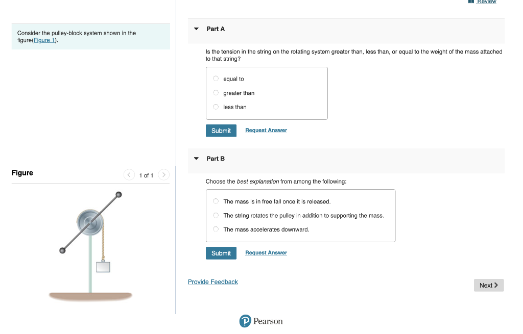 Solved In A Pulley System Shown The Block On The Left Is Chegg Com